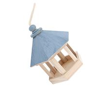 Yctze Mangiatoia per Uccelli in Legno Casetta per Uccelli da Appendere per Pappagalli con Tetto per Giardino e Balcone e Design Resistente Alle Intemperie (BLUE)