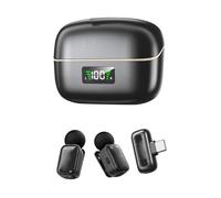 Yctze Mini Microfono Lavalier Wireless con Riduzione del Rumore, Cambia Voce, Microfono da Bavero con Algoritmo AI e Durata della Batteria di 20 Ore per la Registrazione Video di (Albicocca Nera)