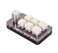 Yctze Mini Tastiera 6 Tasti con una Sola Mano con Fai da Te Programmabile, Manopola, Luce RGB, Interruttore Blu, Connessione Cablata, Plug and Play per PC (Viola trasparente)