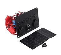 Yctze Pannello di Interruttore a Levetta Gang Ultra Luxury con Doppia USB e Voltmetro per Auto 12-24 V, Barche, LED Verde/rosso (luce verde)