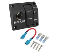 Yctze Pannello Pompa di Sentina A 3 Vie con Interruttore Automatico da 15 A Integrato Accessori per Yacht - Modalità 12 V/24 V Automatica, Manuale e Disattivata - Installazione su Barche e Yacht