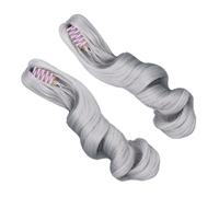 Yctze Parrucca Coda di Cavallo per Bambola di Seta Morbida Ad Alta Temperatura da 2 Pezzi con Riccioli Romani Ed Estensioni dei Capelli Castano con Clamp/Holder Ad Artiglio (#1)