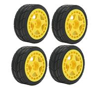 Yctze Pneumatici per Auto RC Ad Alte Prestazioni con Alette nel, Gomma e Plastica, Ideali per la Corsa in Piano /10 (YELLOW)