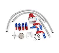 Yctze Regolatore di pressione del carburante, kit regolatore di pressione del carburante regolabile in lega di alluminio universale Manometro olio 160psi AN 6 estremità di montaggio (Rosso + Blu)