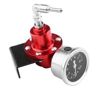 Yctze Regolatore Pressione Benzina - Componenti di distribuzione ricambi Auto Regolatore di Pressione del Carburante FPR Regolabile in Alluminio Universale con manometro per Auto Rossa