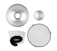 Yctze Riflettore per Piatto di Bellezza da 16 Pollici per Studio Fotografico con Supporto, Luce Stroboscopica con Panno Morbido a Nido D'ape per Ritratti Fotografici