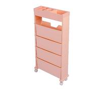 Yctze Scaffale per Libri Alto a 6 Livelli Libreria Mobile Multiuso Scaffale Mobile per Libri di Grande capacità per Interni Aula Camera da Letto Scaffali Pieghevoli a 4 Livelli con Ruote (Rosato)