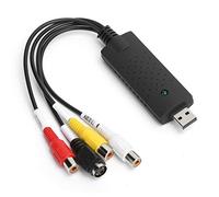 Yctze Scheda Raccolta Video Portatile Nera USB 2.0 - Convertitore da AV a PC in Tempo Reale XP/Vista/7/8/10/ - Dispositivo Compatto di Registrazione e Riproduzione Video con Riduzione del Rumore