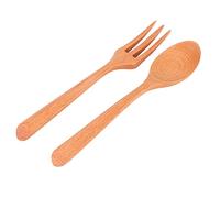 Yctze Set di Forcelle e Cucchiai in Legno Resistenti Al Calore - Utensili da Cucina Ecologici per la Cucina per la Casa, il Ristorante e la in Ufficio (Una serie di forcelle di bech a cucchiaio)