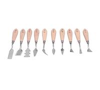 Yctze Set Versatile - Coltelli da Arte in Acciaio Inossidabile con Manici in Legno di Faggio per Olio, Acrilico e Pittura Mista Multimediale
