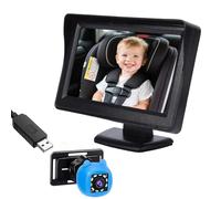 Yctze Specchio per Sedile Posteriore da 4,3 Pollici con Telecamera per Auto per Bambini 1080P, con Visione Notturna e Ampio Angolo di Visione di 150°, per Neonati e Bambini, Monitor