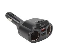 Yctze Splitter per Presa di Corrente con Ricarica USB - Chiamata Manuale e Adattatore per Auto per Lettore MP3 - Auto Veloce con Display di Tensione a LED