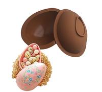 Yctze Stampo in Silicone 3D per Uova di Pasqua e Cioccolato - Stampi Versatili per Mousse Sorprese Pasquali, Strumento di Cottura Perfetto Bombe Al Cacao Caldo, Muffin, Torte e Altro, Silicone (BROWN)