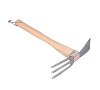 Yctze Strumento Manuale delle Zampe Rastrellate con Manico di Faggio-zappa di Giardinaggio 2 in 1-strumento di Cronometro in Acciaio Inossidabile Leggero per Diserbo, Piantagioni e Cure Bonsai