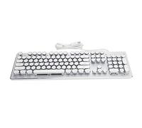 Yctze Tastiera Meccanica da Gioco Cablata R con 04 Tasti Rotondi, Design Misto Luminoso e Omico - Tastiera Cablata Nera, Inata per Accessori per Computer (WHITE)