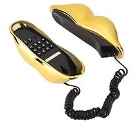 Yctze Telefono da Scrivania Multifunzionale a Forma di Labbro Carino, Fissa Cordless per Decorazioni per la Casa in Rosso, Design retrò per Comunicazione e Dintorni (Placcato oro)