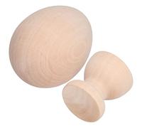 Yctze Uova di Pasqua Non Verniciate in Legno per Bambini Che Creano Progetti Fai -da -te con Supporto per Tazze d'uovo (Il colore del legno è super realistico)