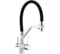 YCVAWEOD 360 ° Guile CUSCE Cucina Cucina Filtro dell'Acqua Universale Tap Mixer Chrome per Il lavandino Osmosi inversa Elegante Design Bianco Design Multi Funzione Cucino Cucina Tocca LWX