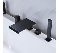 YCVAWEOD 4 buche Moderne vano Nero Mixer per cupia a tazziera Cascata Set di rubinetti da Bagno con Doccia Portatile per Esperienza del Bagno di Lusso LWX