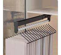 YCVAWEOD Asta per Armadio estendibile - capacità da 30 kg Appago Retrattile, rastrelliere in Alluminio per ferrovia silenziosa, Binario per Vestiti del Guardaroba Regolabile - Nero, Perfetto per