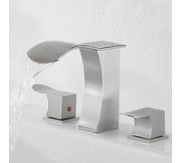 YCVAWEOD Bacino Mixer Rubinetto lavello al lavandino del Bagno Tap a 3 Fori tappa del Bacino per bagni a Doppia Maniglia Calda e Fredda spazzota in Cina LWX