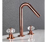YCVAWEOD Bacino Mixer Tocco a 3 Fori lavandino Bagno a Doppia Maniglia tappa del Bacino per bagni a Freddo in Ottone a Freddo Fatto in Cina LWX