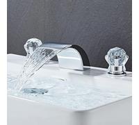 YCVAWEOD Bacino Mixer Tocco a 3 Fori Tappo da Bacino per bagni a Cascata a Leva a Leva a Leva del lavandino da Bagno Calda e Ottone Freddo Oro Spazzolato a Base in Cina LWX