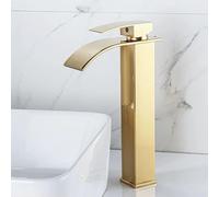 YCVAWEOD Baschetti da Bagno Cucina lavello Cascata Nero+Oro per Camera a Leva Singola lavandino per Camera 1 Foro Bacino di Stanza Alto LWX