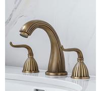 YCVAWEOD Basin a 3 Fori rubinetti Vintage Doppia Maniglia a Tre Fori bacini da Bagno Acqua Calda e Fredda, Oro LWX