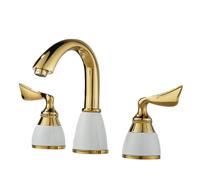 YCVAWEOD Basino da Bagno a 3 Fori Doppio Manico a Doppia Maniglia a Tre Fori ridotti a 360 ° Ottone rotabile, placcatura LWX