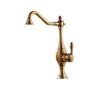 YCVAWEOD Basino del Bagno retrò lavello a Rubinetto Caldo e Freddo Tocco 360 ° Ruota a Manico Singolo Valvola in Ceramica Installazione del Foro Singolo, Colore Antico LWX