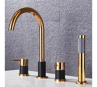 YCVAWEOD Bath Mixer Tap Dete Montaggio Taps da Bagno a 4 Fori con Doccia, Vasca per Rubinetto del Mix da Doccia da Bagno Black+Oro LWX