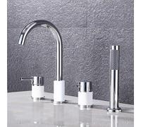 YCVAWEOD Bath Mixer Tap Dete Montaggio Taps da Bagno a 4 Fori Impostare con Doccia per la Doccia Tap Tap Tap Tap Chrome (Chrome) LWX