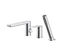 YCVAWEOD Bath Mixer Tap Deted Monted Black Single Lever Doccia Miscelatore con Pioggia con Doccia e Tubo Set per Buchi da Bagno-3 Buchi (Fori Chrome 3) LWX