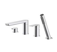 YCVAWEOD Bath Mixer Tap Deted Monted Black Single Lever Doccia Miscelatore con Pioggia con Doccia e Tubo Set per Buchi da Bagno-3 Buchi (Fori Chrome 3) LWX