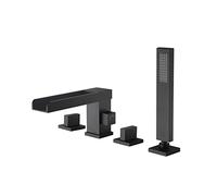 YCVAWEOD Bath Shower Mixer Tap Tap Bath Mixer Tocca con Doccia a Mano Caserfiera Misele Rubita Tocca Tap Schema Set da Bagno Mixer Tap Schema Nera, Quattro Fori LWX