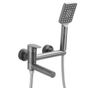 YCVAWEOD Bath Shower Mixer Tap Tap Wall Talbub Rubinet Modern Brass Single Lever Taps, Rubinetto della Vasca da Bagno, con Padella a 3 modalità e Tubo Doccia da 1,5 m, Grigio LWX