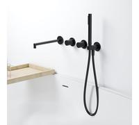 YCVAWEOD Bath Shower Mixer Tap Taps Black Doccia con Doccia Subcipista Montato a Parete e Tubi Set per rubinetti da Bagno LWX