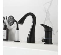YCVAWEOD Bath Shower Mixer Taps Dete Montate Montata Guida per la Doccia a Mano in Cima alla Mano e Tubi Set per i rubinetti del Bagno Nero LWX