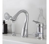 YCVAWEOD Bath Shower Mixer Taps Dete Montate Montata Guida per la Doccia a Mano in Cima alla Mano e Tubi Set per i rubinetti del Bagno Nero LWX