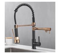 YCVAWEOD Black & Rose Gold Spring Down Cucina Rubinetto Cucina Mixer Calda e Fredda Tocca per lavello per lavello per lavello del lavello da Cucina Design Elegante e Resistente LWX