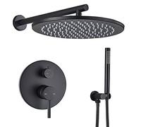 YCVAWEOD Brass Doccia Nera Setceiling e Monte a Muro Miscelatore Pollenoso Spray da Portata 816 "Porta a Pioggia 16" o 12 "Opzioni Modern Bagni Rubine LWX