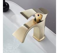 YCVAWEOD Casetto del lavandino per Bagno a Cascata Oro Manico Singolo Miscelatore ad Acqua Fredda Tocca Faucet Moderno per l'installazione a Singolo Foro Elish Noir Finitura LWX