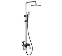 YCVAWEOD Combo da Doccia a Pioggia da 9,6 Pollici con Grigio Portatile Grigio Lussuoso Sistema di Doccia Lussuoso Flusso d'Acqua Regolabile Installazione Facile aggiornamento del Bagno Moderno LWX