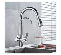 YCVAWEOD Cucina Filtro dell'Acqua Rubinetto Cucina rubinetti Cucina Doppi Manico a Manico Mixer per rubinetti per la Rotazione a 360 Gradi PROCESSIONE di PURIFICAZIONE Acqua (Poluto Chrome) LWX