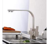 YCVAWEOD Cucina Mixer rubinetti Cucina Nera Multifunzionale Rubinetto Cucina a 3 Via per Acqua Potabile Gru Calde e Fredde Miscelatore di Acqua Fredda tappa Antica Cromo Puro wat LWX