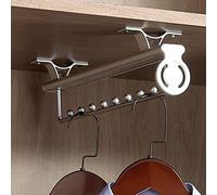 YCVAWEOD Gara del Guardaroba Metallo Tira l'armadio dell'Armadio per Il Gancio di Pantaloni a Scomparsa del Guardaroba con portabicchieri a Sospensione Scorrevole (Argento 45 cm/17,7 Pollici) LWX