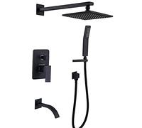 YCVAWEOD Guida Doccia Classica Set di rubinetti Doccia Classici, Rubinetto della Vasca con Capo Doccia a Pioggia da 8 '', beccuccio di Vasca a Cascata e soffione a Mano, Doccia da Bagno a Parete da