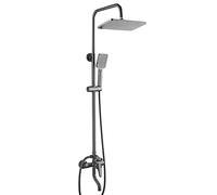 YCVAWEOD Guida per la Doccia a Pioggia da 11 Pollici con rubinetti Spray Portatile Set Kit di Rivestimento per la Doccia per Bagno ad Alta Pressione con scaffale, Grigio LWX