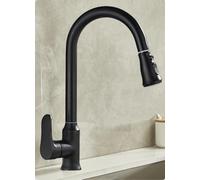 YCVAWEOD Il lavandino del Rubinetto da Cucina Estraibile Ruota rubinetti Caldi e Freddi, erogazione di Acqua a Tre modalità Nera LWX